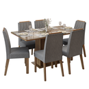 Conjunto Sala de Jantar Tampo de Vidro 6 Cadeiras Rustic/Silver Azaleia Madesa