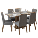 Conjunto Sala de Jantar Tampo de Vidro 6 Cadeiras Rustic/Cinza/Silver Azaleia Madesa