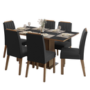 Conjunto Sala de Jantar Tampo de Madeira 6 Cadeiras Rustic/Preto/Oxford Bosque Madesa