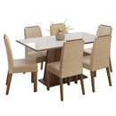 Conjunto Sala de Jantar Tampo de Vidro 6 Cadeiras Rustic/Branco/Imperial Peônia Madesa