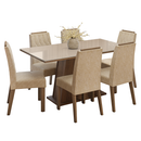 Conjunto Sala de Jantar Tampo de Vidro 6 Cadeiras Rustic/Crema/Imperial Peônia Madesa