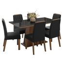 Conjunto Sala de Jantar Tampo de Vidro 6 Cadeiras Rustic/Preto/Oxford Peônia Madesa