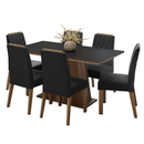 Conjunto Sala de Jantar Tampo de Madeira 6 Cadeiras Rustic/Preto/Oxford Cedro Madesa