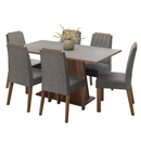 Conjunto Sala de Jantar Tampo de Madeira 6 Cadeiras Rustic/Cinza/Silver Cedro Madesa