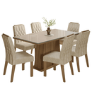 Conjunto Sala de Jantar Tampo de Vidro 6 Cadeiras Rustic/Crema/Imperial Avenca Madesa