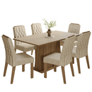 Conjunto Sala de Jantar Tampo de Madeira 6 Cadeiras Rustic/Crema/Imperial Hortelã Madesa