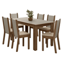 Conjunto Sala de Jantar Lucena Mesa Tampo de Madeira 6 Cadeiras Rustic/Crema/Sintético Bege Madesa
