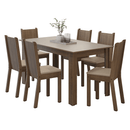 Conjunto Sala de Jantar Dolce Mesa Tampo de Madeira 6 Cadeiras Rustic/Crema/Sintético Bege Madesa
