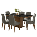 Conjunto Sala de Jantar Tampo com Vidro 6 Cadeiras Rustic/Preto/Silver Alba Madesa