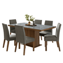 Conjunto Sala de Jantar Tampo com Vidro 6 Cadeiras Rustic/Cinza/Silver Alba Madesa