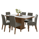 Conjunto Sala de Jantar Tampo com Vidro 6 Cadeiras Rustic/Branco/Silver Alba Madesa