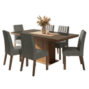 Conjunto Sala de Jantar Tampo com Vidro 6 Cadeiras Rustic/Silver Dinan Madesa