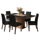 Conjunto Sala de Jantar Tampo com Vidro 6 Cadeiras Rustic/Preto/Oxford Dinan Madesa