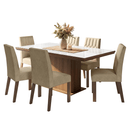 Conjunto Sala de Jantar Tampo com Vidro 6 Cadeiras Rustic/Branco/Imperial Dinan Madesa
