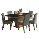 Conjunto Sala de Jantar Tampo de Madeira 6 Cadeiras Rustic/Preto/Silver Luso Madesa