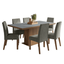 Conjunto Sala de Jantar Tampo de Madeira 6 Cadeiras Rustic/Cinza/Silver Luso Madesa