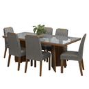 Conjunto Sala de Jantar Tampo com Vidro 6 Cadeiras Rustic/Cinza/Silver Pienza Madesa