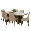 Conjunto Sala de Jantar Tampo com Vidro 6 Cadeiras Rustic/Branco/Imperial Pienza Madesa