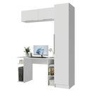Conjunto Home Office 1 Guarda-Roupa 2 Aéreos Neo 1 Escrivaninha Branco Madesa