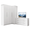 Conjunto Quarto com 2 Guarda-Roupas Neo 1 Cômoda/Móvel para TV Branco Madesa
