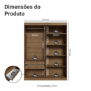 Guarda-Roupa Solteiro 4 Portas Batentes Rustic/Preto/Rustic Venus Madesa