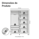 Guarda-Roupa Solteiro com Pés 4 Portas Batentes com Espelho Branco/Branco/Preto Venus Madesa