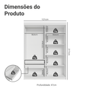 Guarda-Roupa Solteiro 4 Portas Batentes Branco/Preto/Preto Venus Madesa
