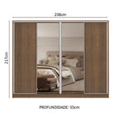 Guarda-Roupa Casal Madesa Apolo 4 Portas de Correr com Espelho Rustic