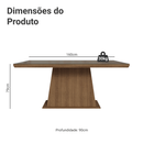 Mesa de Jantar Retangular Tampo com Moldura e Vidro Sobreposto Rustic 5364 Madesa