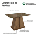 Mesa de Jantar Retangular Tampo de Vidro Rustic 5383 Madesa