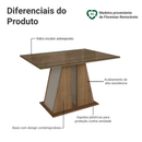 Mesa de Jantar Retangular Tampo de Vidro Rustic/Crema 5383 Madesa