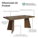 Mesa de Jantar Retangular Tampo com Moldura e Vidro Sobreposto Rustic 5389 Madesa