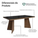 Mesa de Jantar Retangular Tampo com Moldura e Vidro Sobreposto Rustic/Preto 5389 Madesa