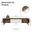 Rack para TV até 75 Polegadas 180 cm 2 Portas 1 Gaveta Rustic/Branco Dune Madesa