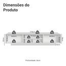Rack Suspenso para TV até 80 Polegadas 218 cm 2 Portas Branco/Cinza Agata Madesa