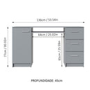 Escrivaninha 3 Gavetas 1 Porta Cinza Madesa