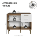 Balcão Gabinete de Pia 105 cm 3 Portas 2 Gavetas Rustic/Branco Lille Madesa