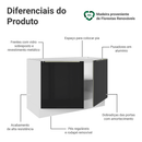 Balcão Gabinete de Pia 120 cm 2 Portas (Sem Tampo) Branco/Preto Lux Madesa