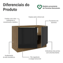 Balcão Gabinete de Pia 120 cm 2 Portas (Sem Tampo) Rustic/Preto Lux Madesa