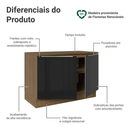 Balcão de Cozinha 120 cm 2 Portas Rustic/Preto Lux Madesa
