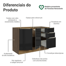 Balcão Gabinete de Pia 120 cm 2 Portas 3 Gavetas (Sem Tampo) Rustic/Preto Lux Madesa