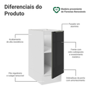 Balcão de Cozinha 35 cm 1 Porta (Sem Tampo) Branco/Preto Lux Madesa