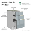 Balcão de Cozinha 40 cm 3 Gavetas Branco/Cinza Lux Madesa
