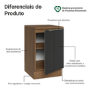 Balcão de Cozinha 50 cm 1 Porta Rustic/Preto Lux Madesa