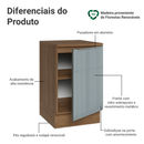 Balcão de Cozinha 50 cm 1 Porta Rustic/Cinza Lux Madesa
