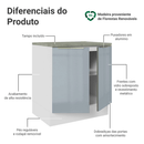 Balcão de Cozinha 70 cm 2 Portas Branco/Cinza Lux Madesa