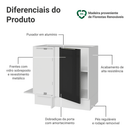Balcão de Canto 1 Porta (Sem Tampo) Branco/Preto Lux Madesa