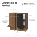 Balcão de Canto 1 Porta (Sem Tampo) Rustic/Preto Lux Madesa