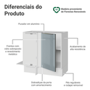 Balcão de Canto 1 Porta (Sem Tampo) Branco/Cinza Lux Madesa