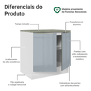 Balcão de Cozinha 80 cm 2 Portas Branco/Cinza Lux Madesa